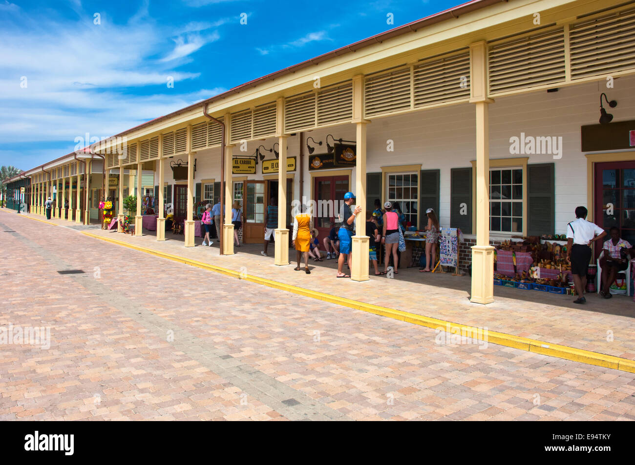 Shopping district in Falmouth, Jamaica Stock Photo