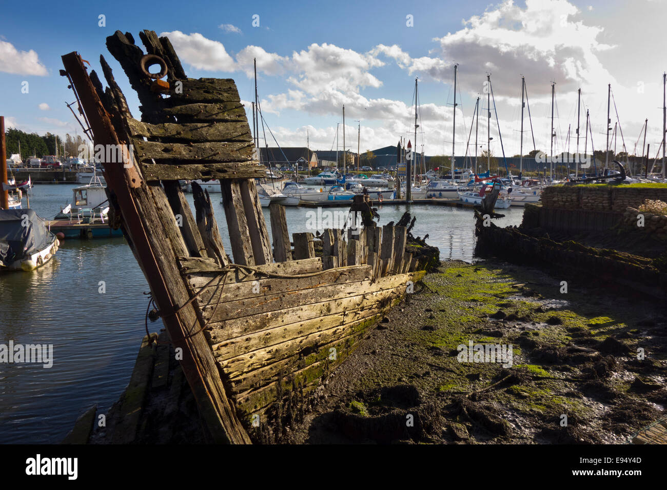 Wreck of old wooden boat ship Stock Photo - Alamy