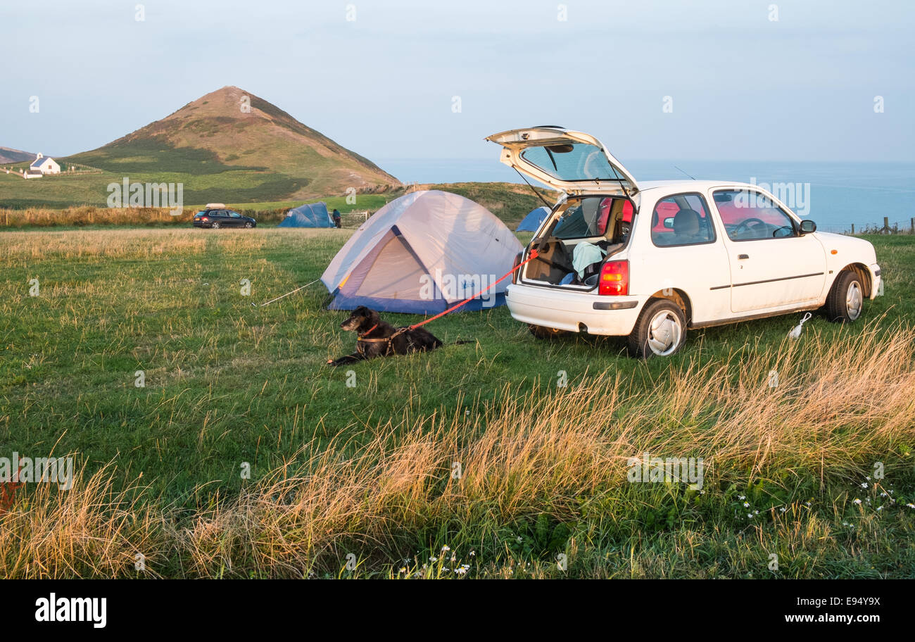 campsite,car,camping,Church at Mwnt,on coast above Cardigan Bay ...