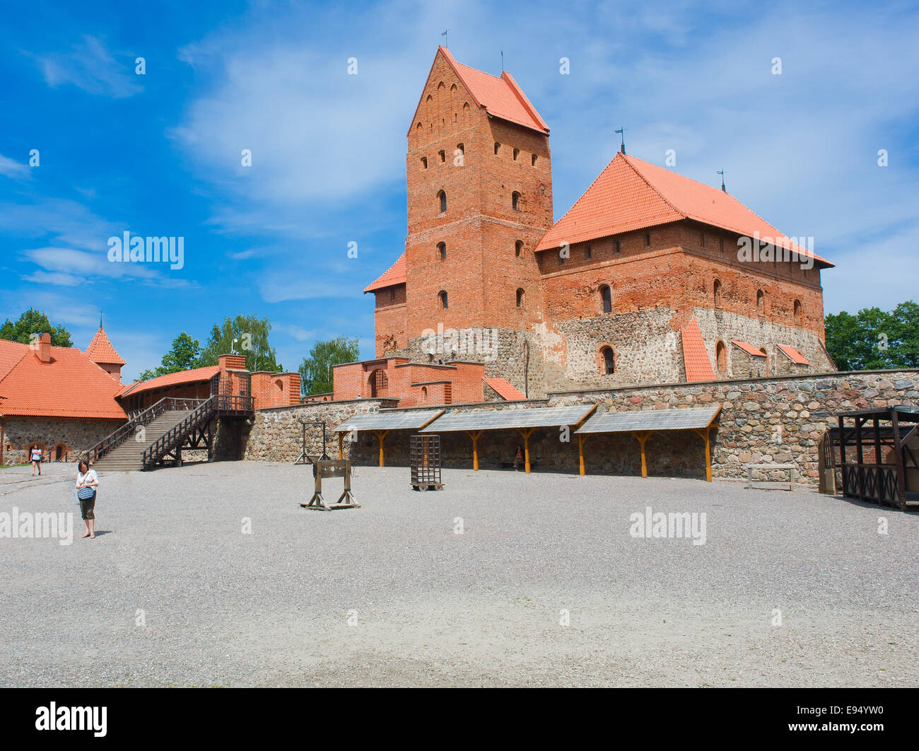 Old medieval castle on lake Galve in Trakai Stock Photo