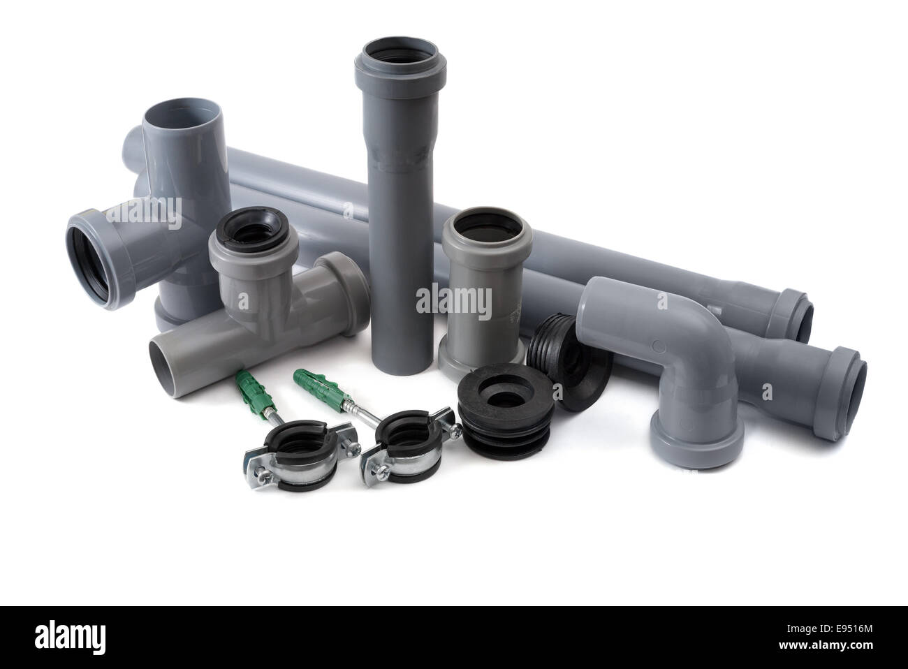 Sewer pipes of pvc Stock Photo