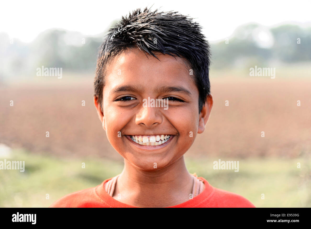 Cheerful Indian boy, portrait, at Mumbai, Maharashtra, India Stock Photo