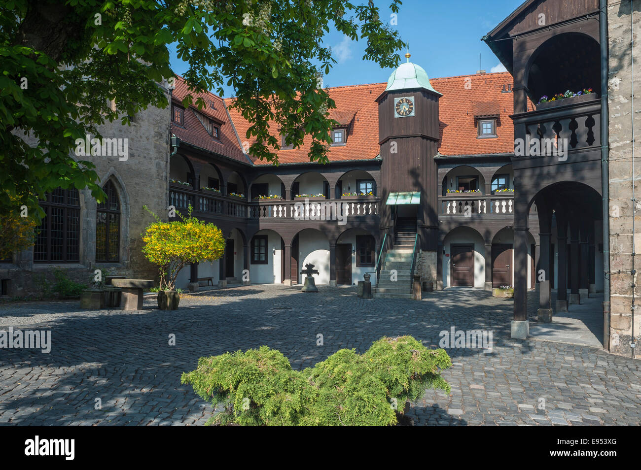 Martin Luther site, Augustinerkloster Augustinian monastery, courtyard view, Erfurt, Thuringia, Germany Stock Photo