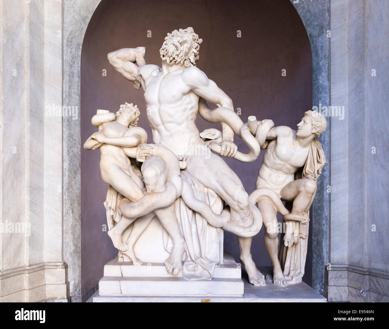 Laocoön and His Sons, sculpture by the sculptor Hagesandros, Polydorus and Athanadoros from Rhodes, Cortile Ottagono Stock Photo