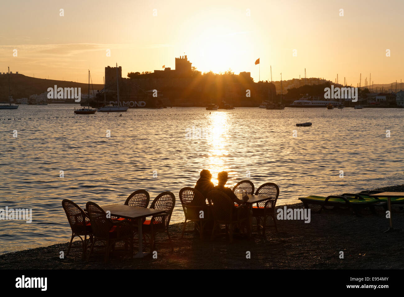 Bodrum Castle in the sunset, Bodrum, Mugla, Aegean Region, Turkey Stock Photo