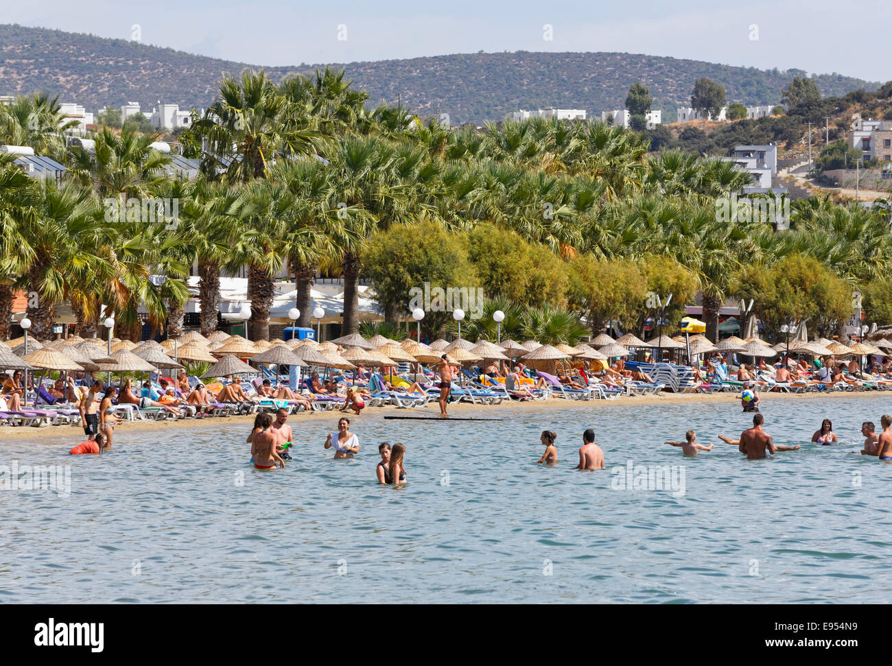 Beach of Gumbet, Bodrum Peninsula, Bodrum, Muğla province, Aegean Region, Turkey Stock Photo