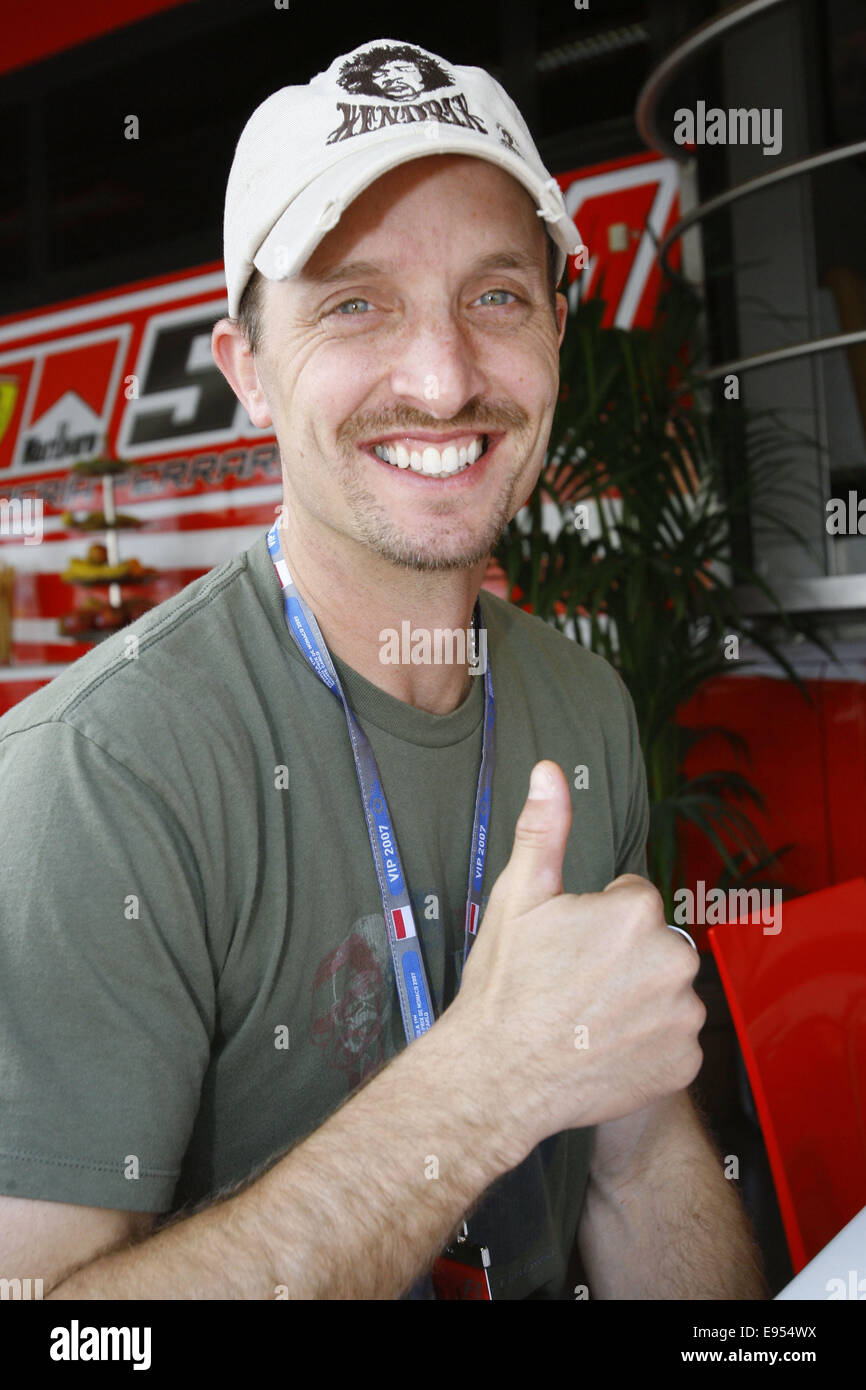 Colin Edwards at the Monaco Formula One Grand Prix in 2007. The Ex-World Superbike Champion has recently announced his retirement from MotoGP.  Where: Monaco When: 27 May 2007 Stock Photo