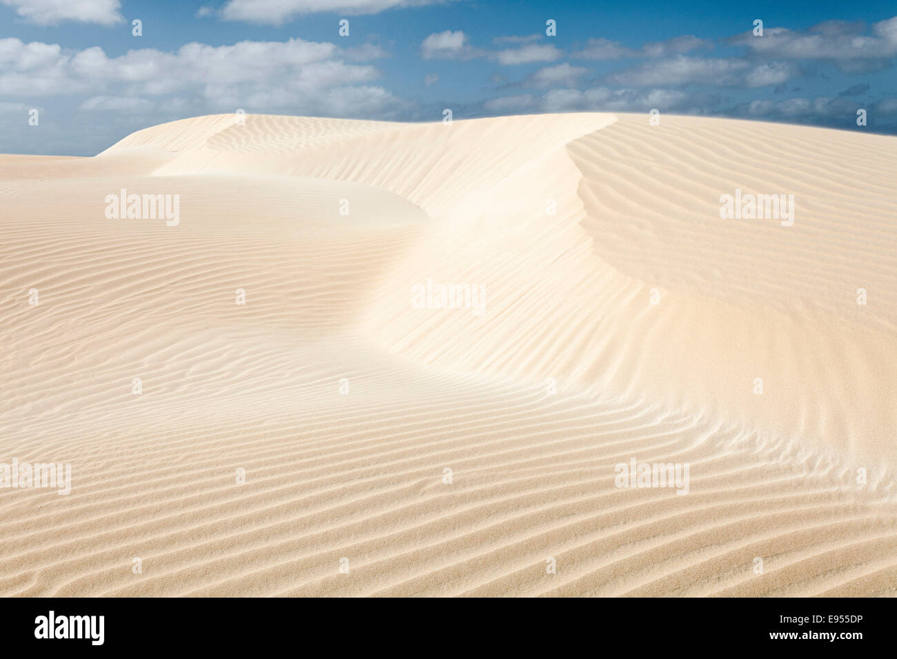Sand dunes in the small desert Deserto Viana, island of Boa Vista, Cape Verde, Republic of Cabo Verde Stock Photo