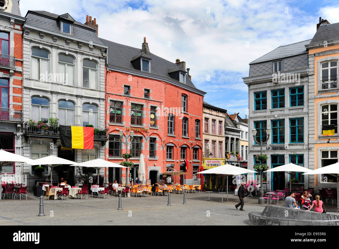 Houses on the Grand Place, historic centre, Mons, Bergen, European Capital of Culture in 2015, Hainaut, Wallonia, Belgium Stock Photo