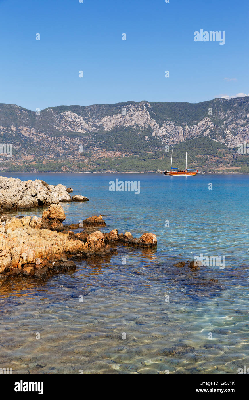 Sedir island, Marmaris, Gulf of Gokova, Aegean, Mugla Province, Turkey Stock Photo