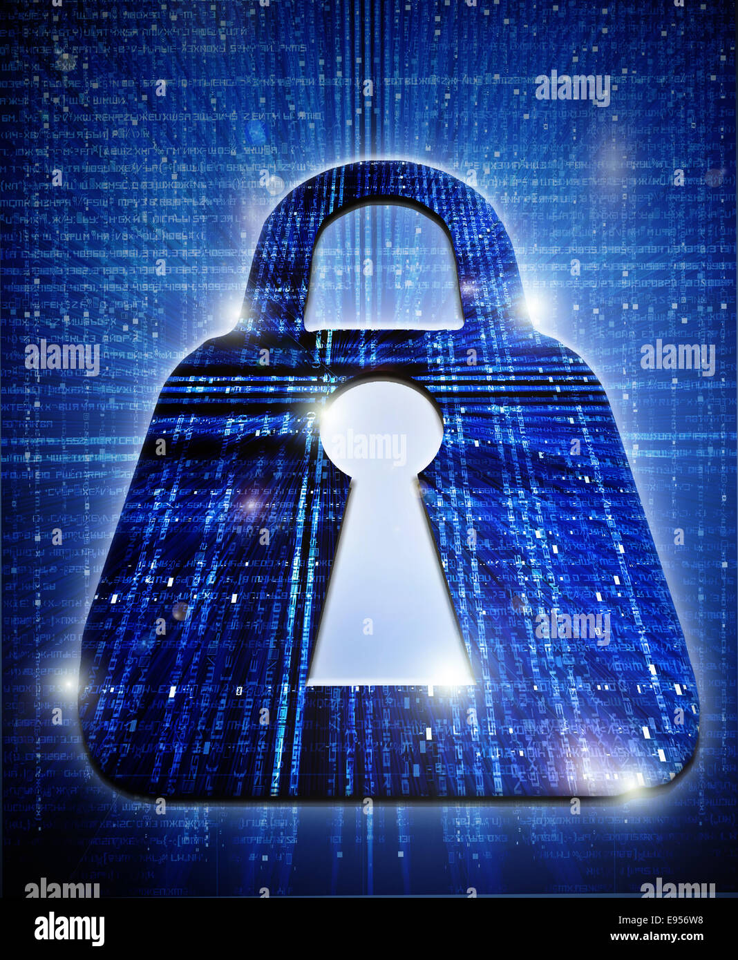 padlock digital security concept illustration Stock Photo