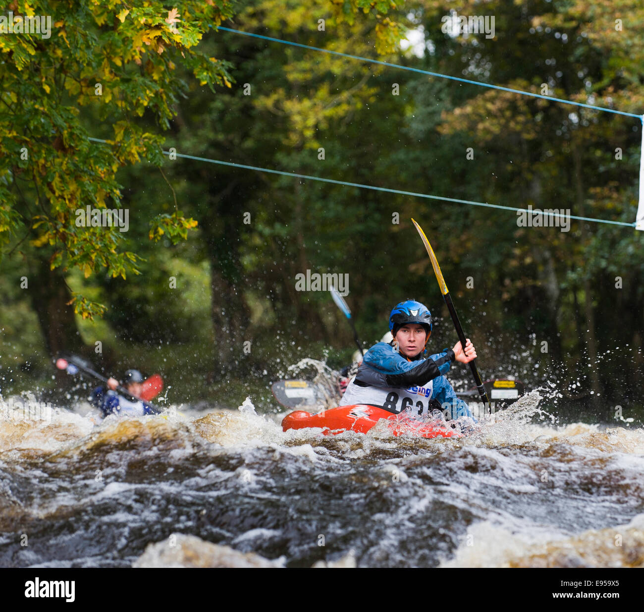 Kayaking on the river Crana, Buncrana, Co. Donegal, Ireland, Inishowen Stock Photo