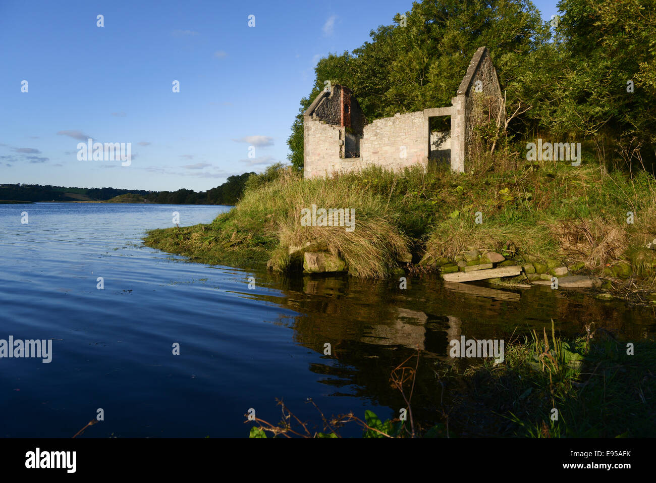 The ruins of Clayhole Shiel on the River Tweed near Berwick upon Tweed Stock Photo