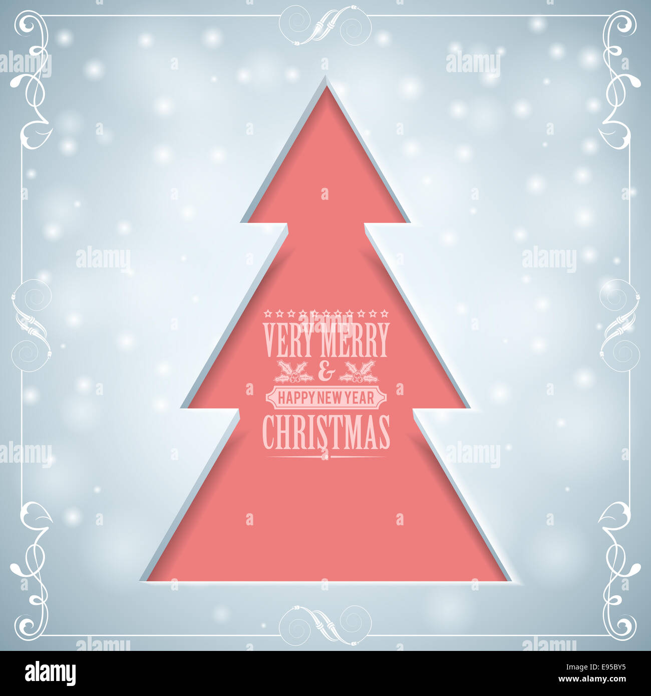 Christmas Background with Tree and Label, background for design Stock