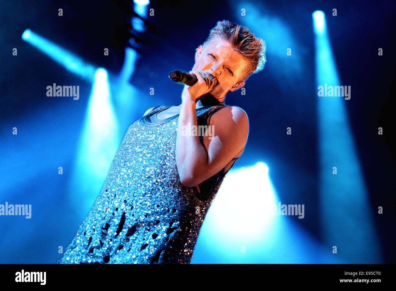 BARCELONA - JUN 13: Royksopp & Robyn (electronic band from Sweden and Norway) performs at Sonar Festival. Stock Photo