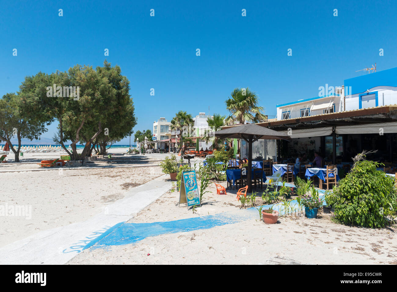 Seafront taverna in Mastichari, island of Kos, Greece Stock Photo