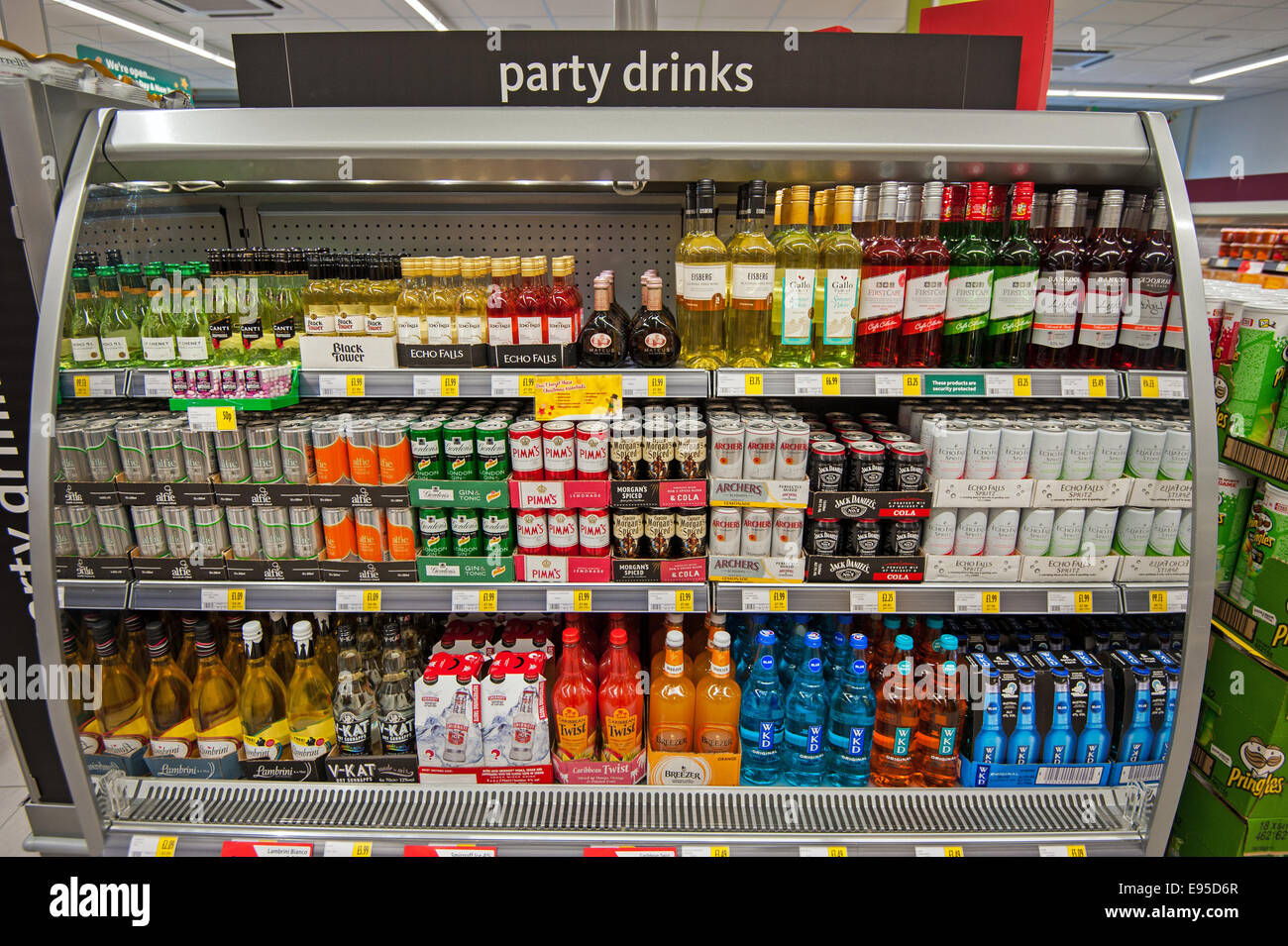 Supermarket party drinks and alcopops Stock Photo