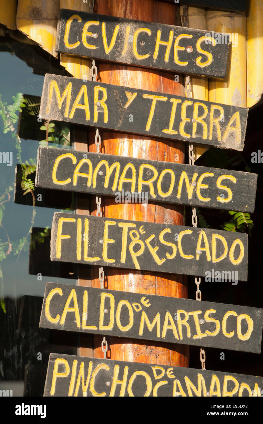 Seafood restaurant sign, Panajachel, Guatemala Stock Photo Alamy