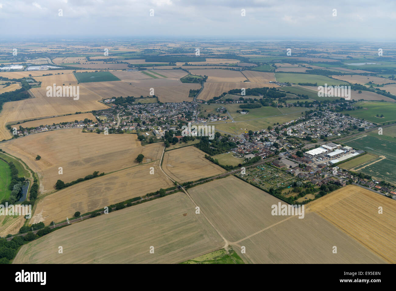 An aerial view of the Essex village of Great Bentley and surrounding