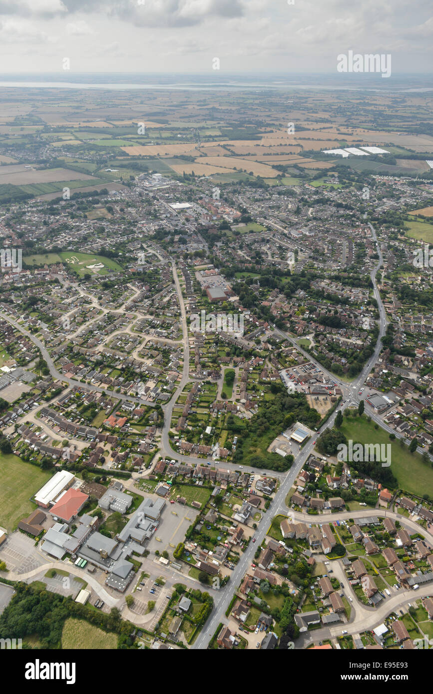 An aerial view of Tiptree in Essex with the surrounding countryside and
