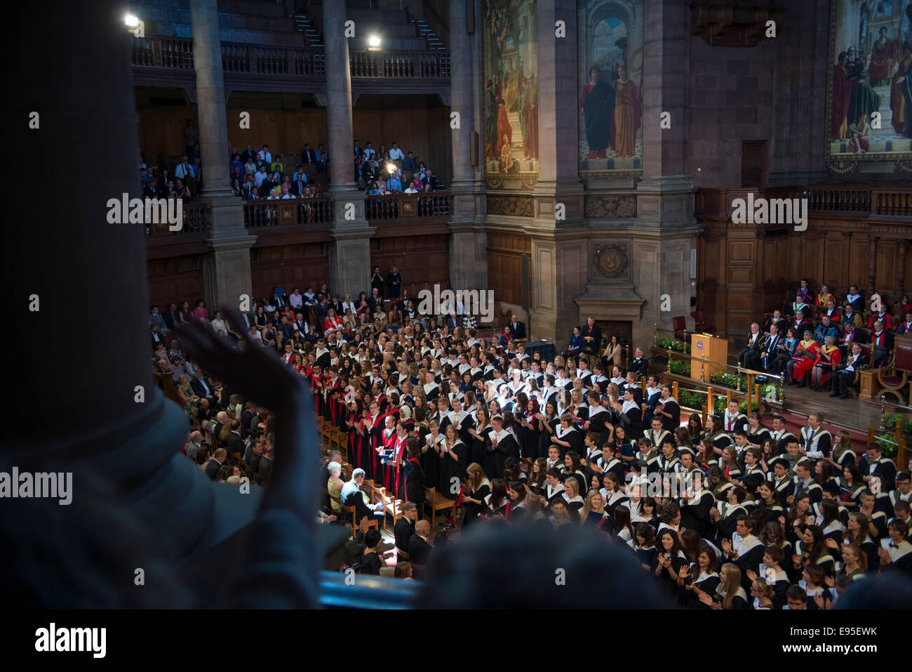 University of Edinburgh graduation in McEwan Hall, graduating hall, donated in 1897 by William McEwan. Stock Photo