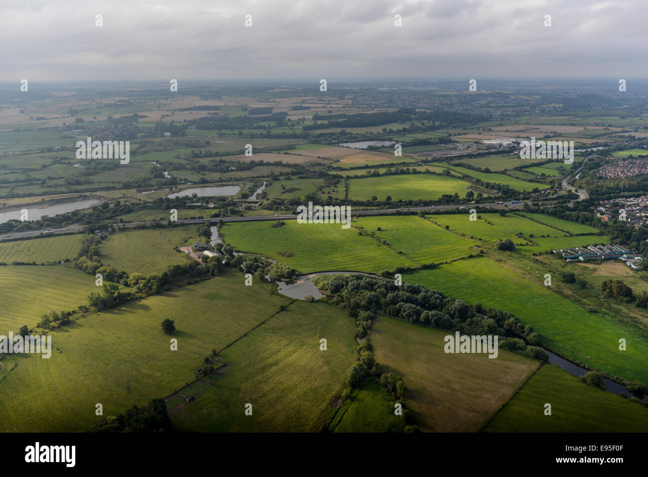 An aerial view of the Staffordshire countryside on an overcast day Stock Photo