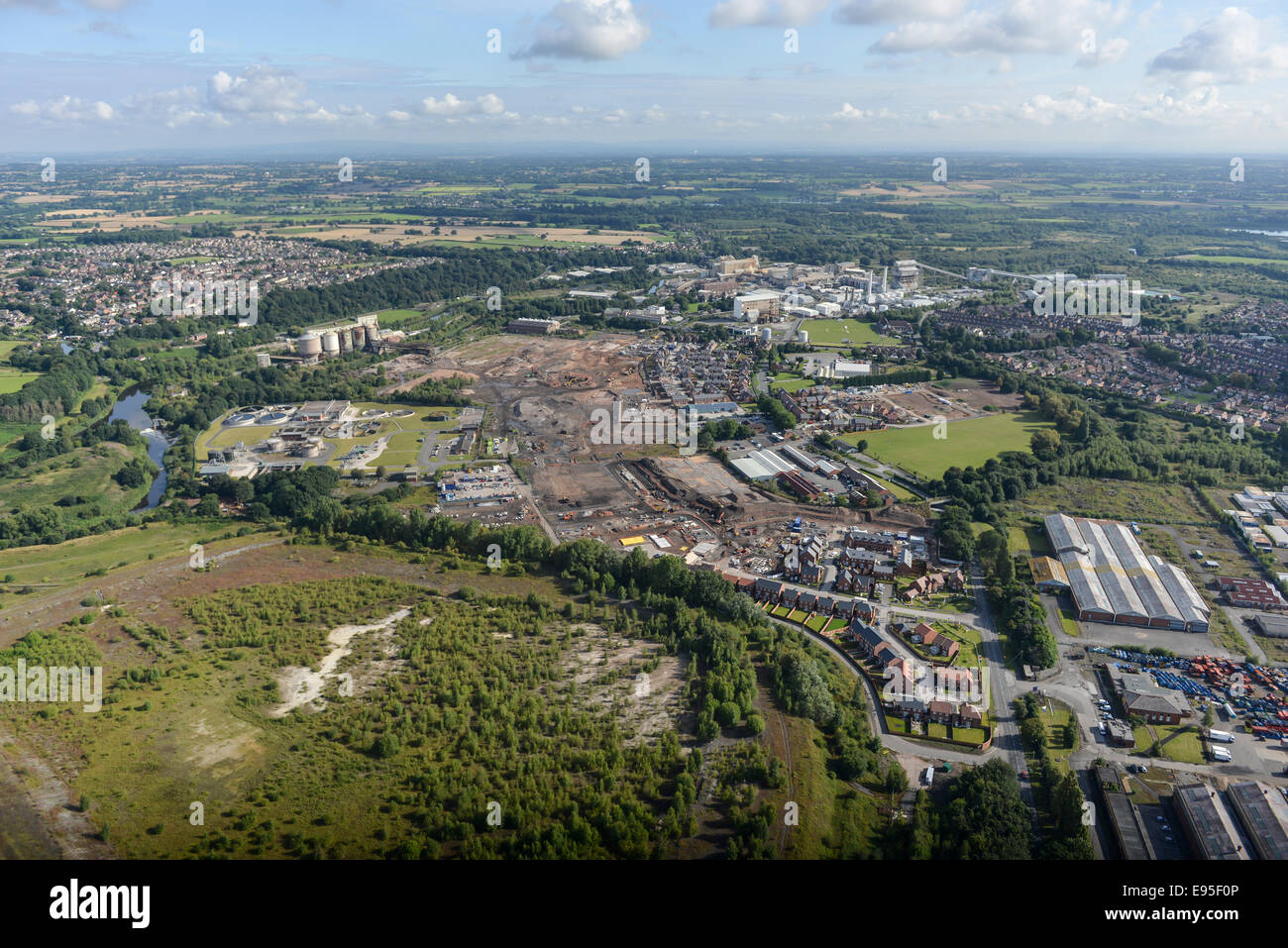 An aerial view of the construction of a housing development in Northwich, Cheshire, UK Stock Photo