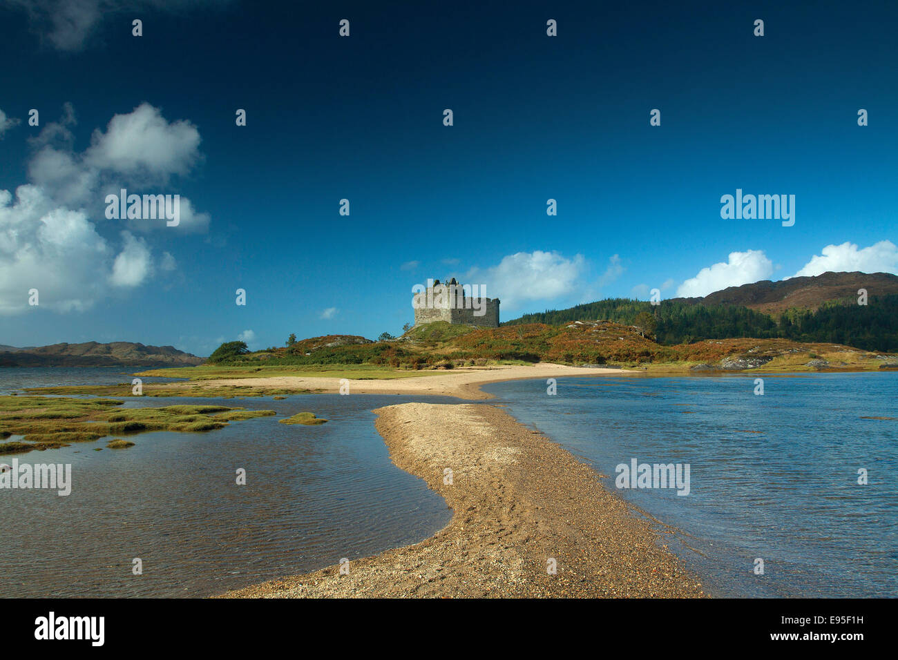 Castle Tioram and Loch Moidart, Doirlinn, Moidart, Lochaber Stock Photo