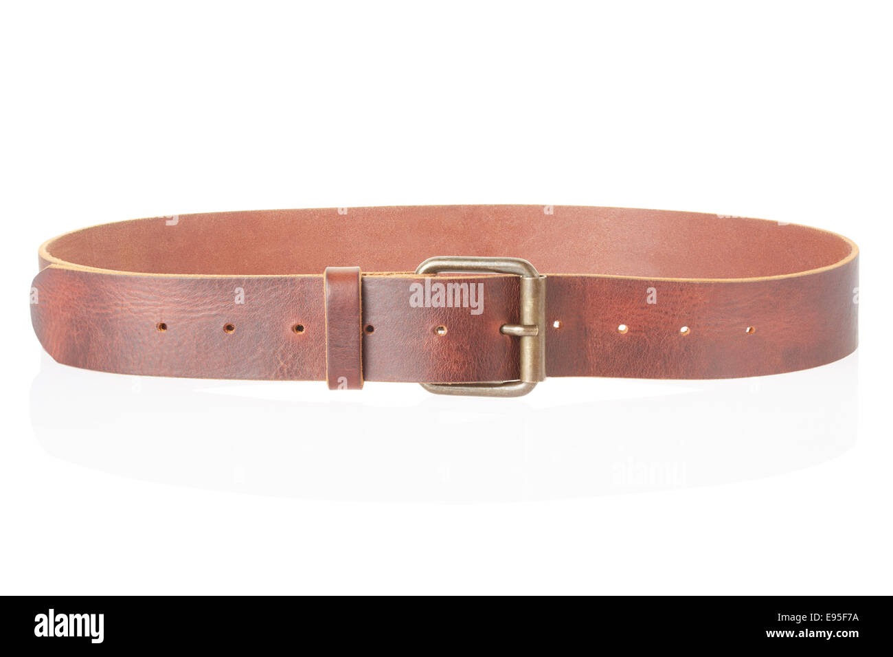 Costume National Brown Leather Skinny Round Buckle Belt