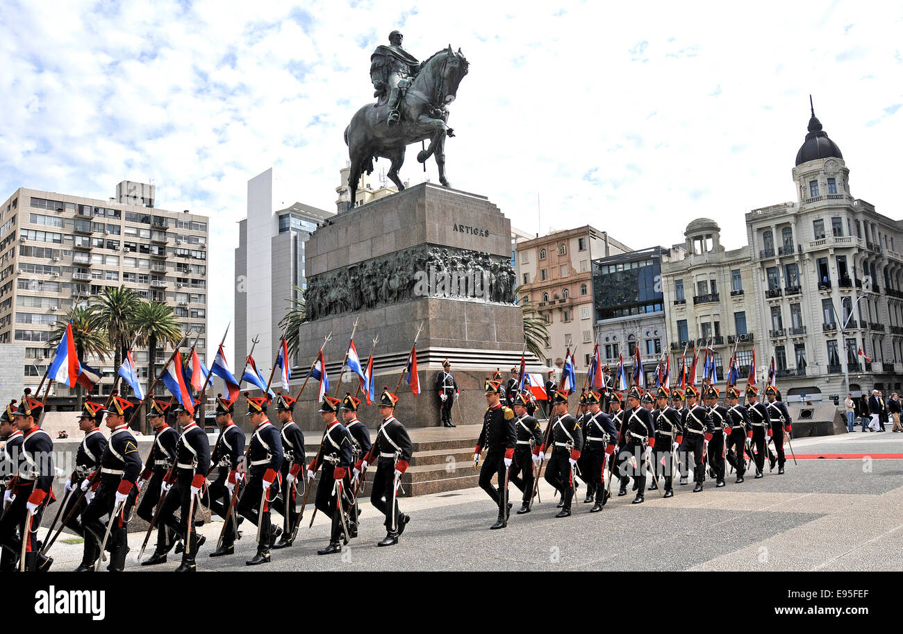 guards parade on Independence square Montevideo Uruguay Stock Photo