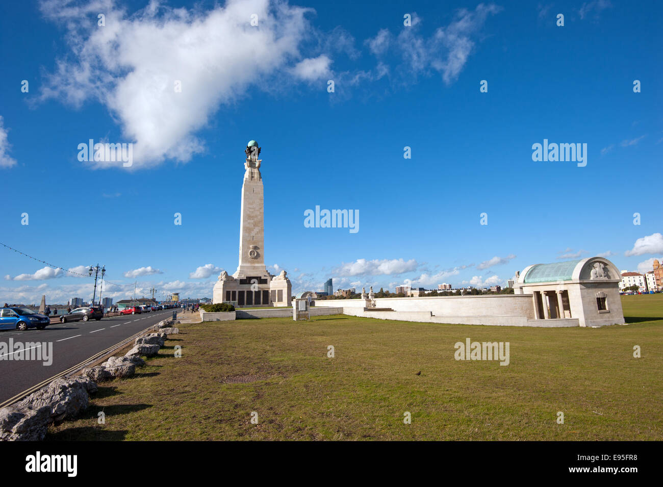 The Portsmouth Naval Memorial on Southsea Common commemorating members of the Royal Navy who had no known grave Stock Photo