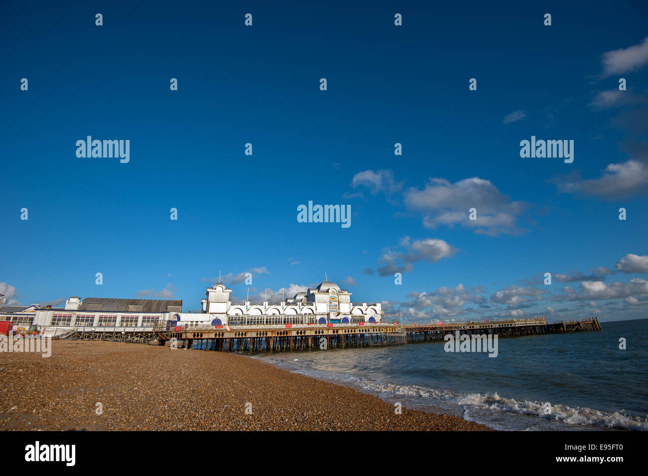 Repair work goes on on South Parade Pier, Southsea seafront Stock Photo