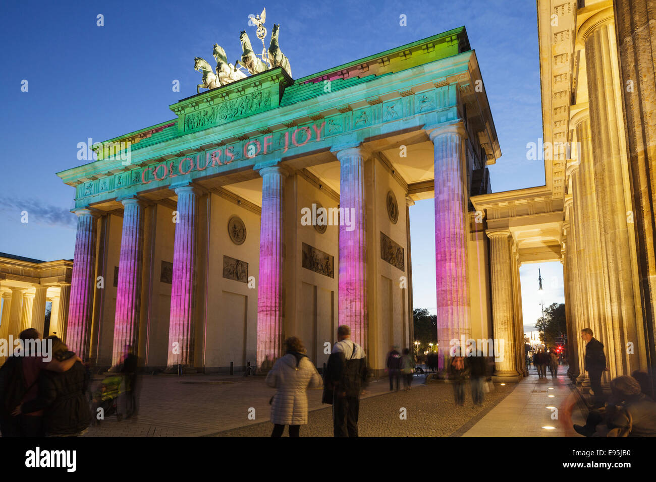 Brandenburg Gate at The Festival of Lights in Berlin, Germany, 2014 Stock Photo