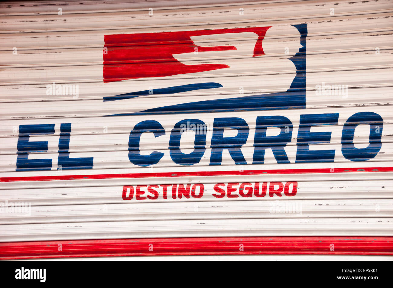 Business sign, mail, insurance, Panajachel, Guatemala Stock Photo