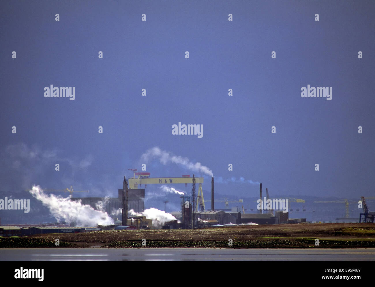 Industrial image of Belfast skyline, Northern Ireland Stock Photo