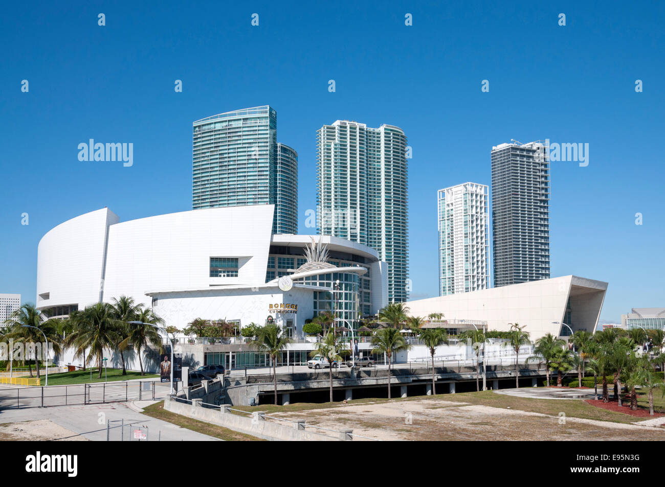 Bongos Cuban Cafe and American Airlines Arena in Miami, Florida Stock
