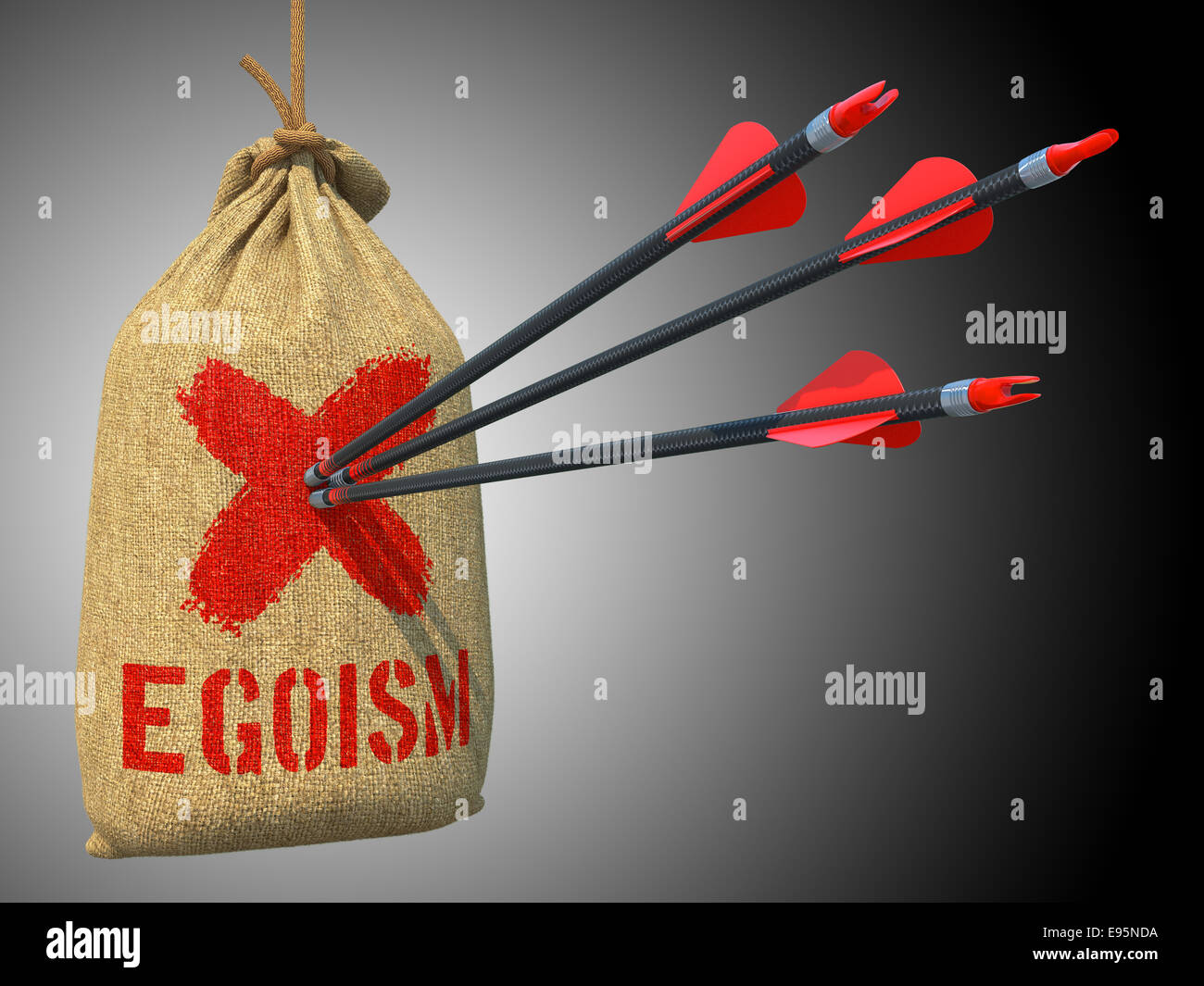 Egoism - Arrows Hit in Red Mark Target. Stock Photo