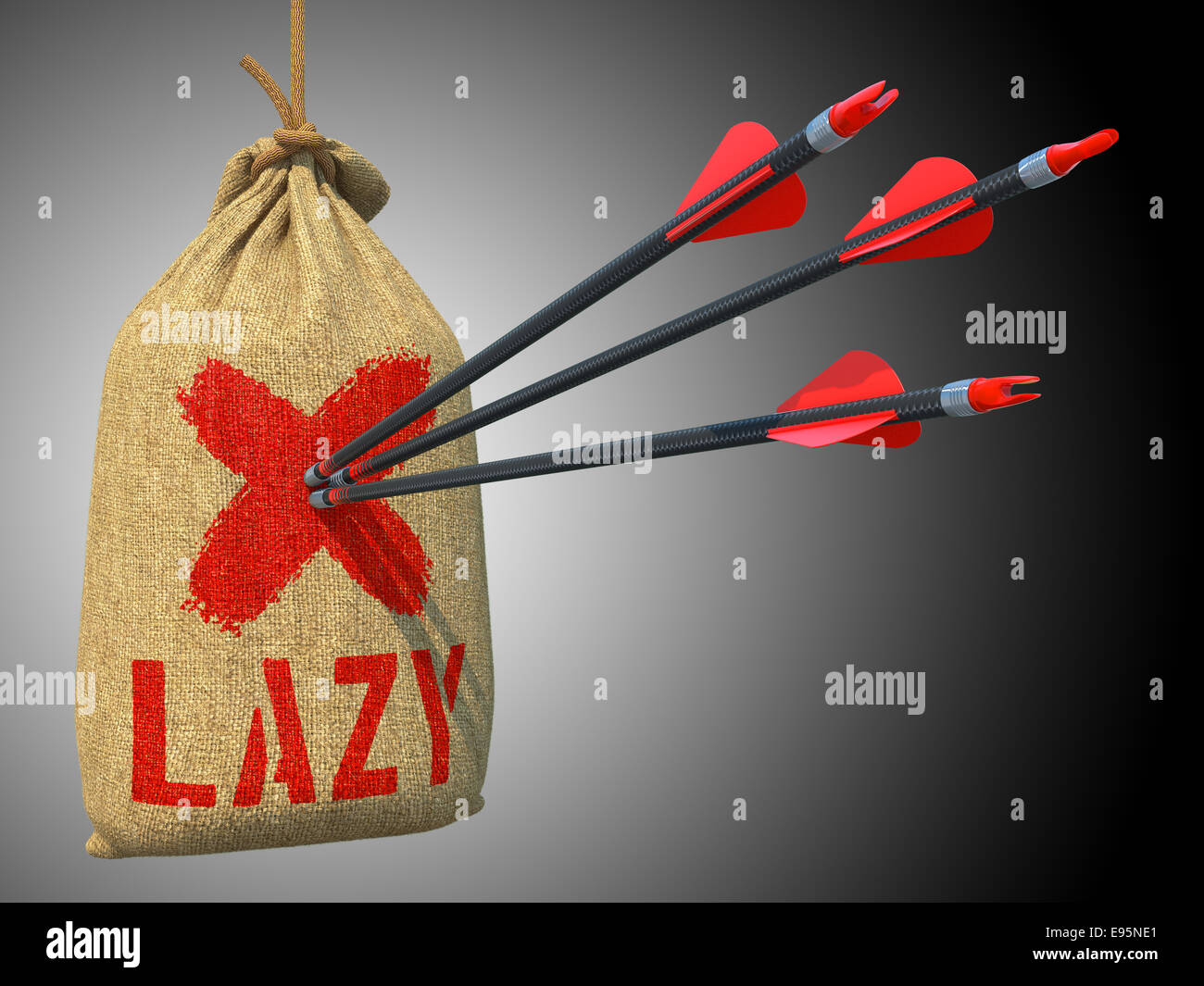 Lazy - Arrows Hit in Red Mark Target. Stock Photo