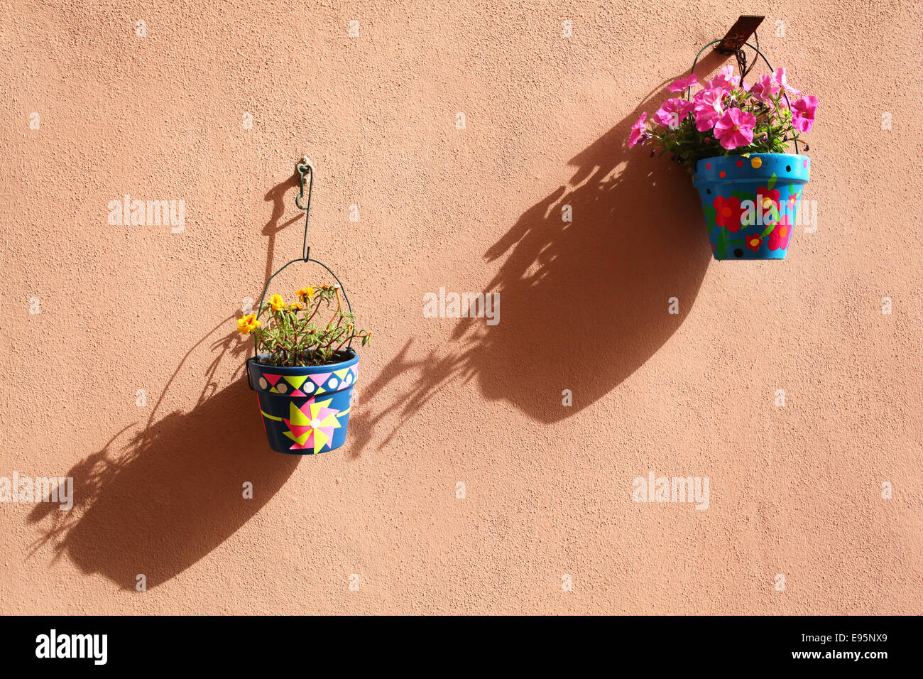 Decorated flower pot's. Alghero, Sardinia. Italy. Stock Photo