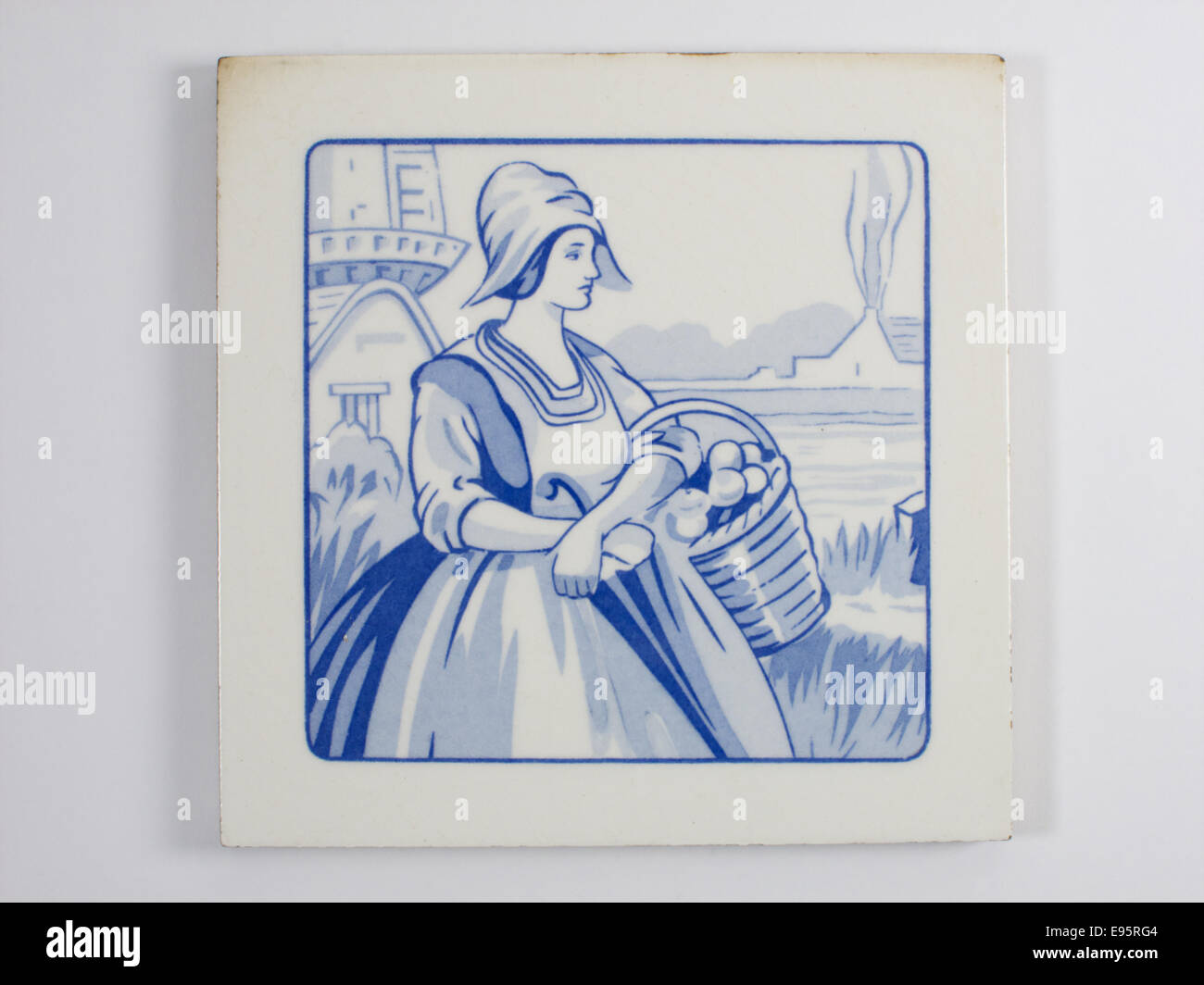 Carter Poole ‘Dutch Scenes’ tile designed by Joseph Roelants. The tile measures approximately 6 inches Stock Photo
