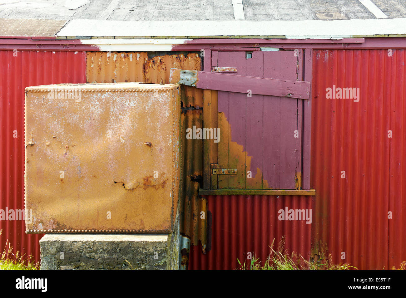 Detail of tin hut, Isle of Man Stock Photo Alamy
