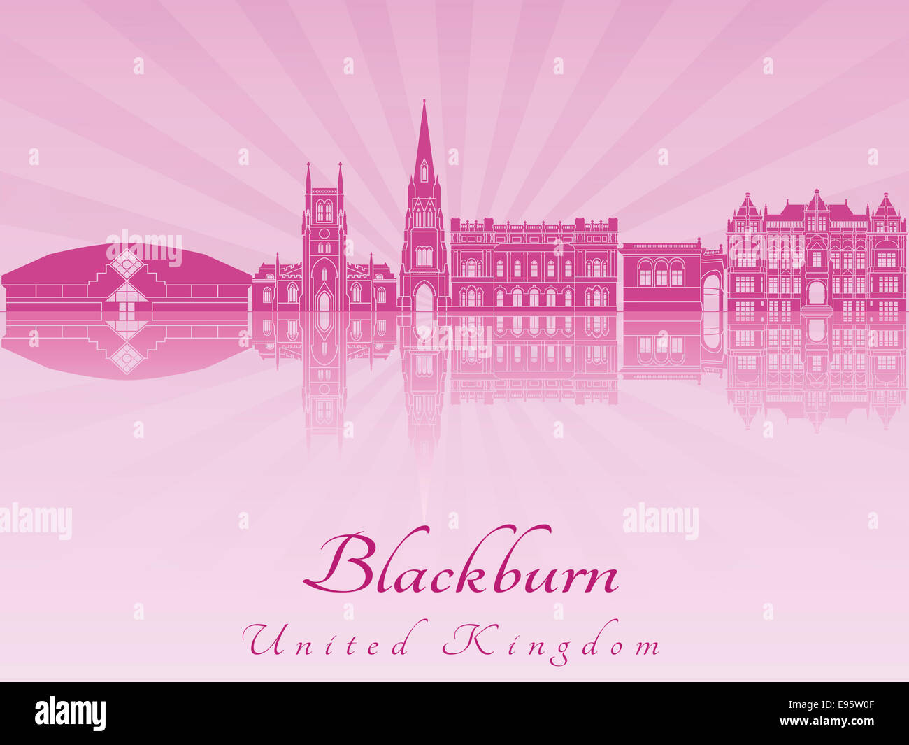 Blackburn skyline in purple radiant Stock Photo