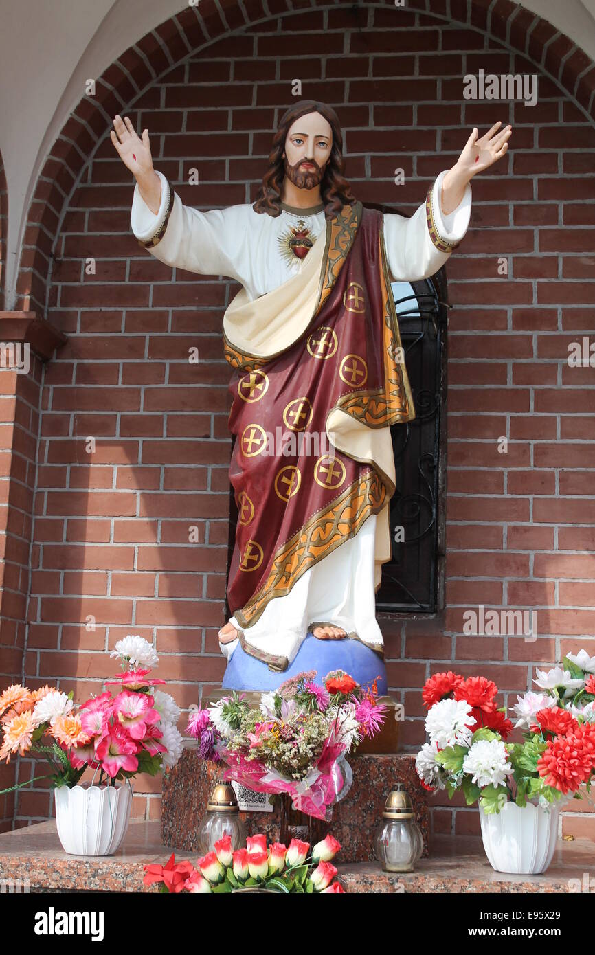 porcelain Catholic style statue of blessing Christ Stock Photo Alamy
