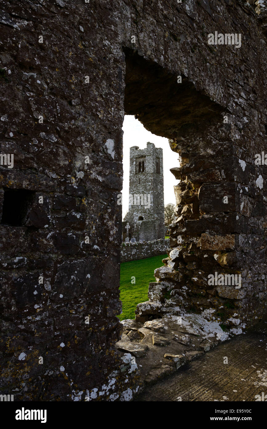 ruins of the friary church hill of slane meath ireland religion saint patrick easter fire legend history religion religious Stock Photo