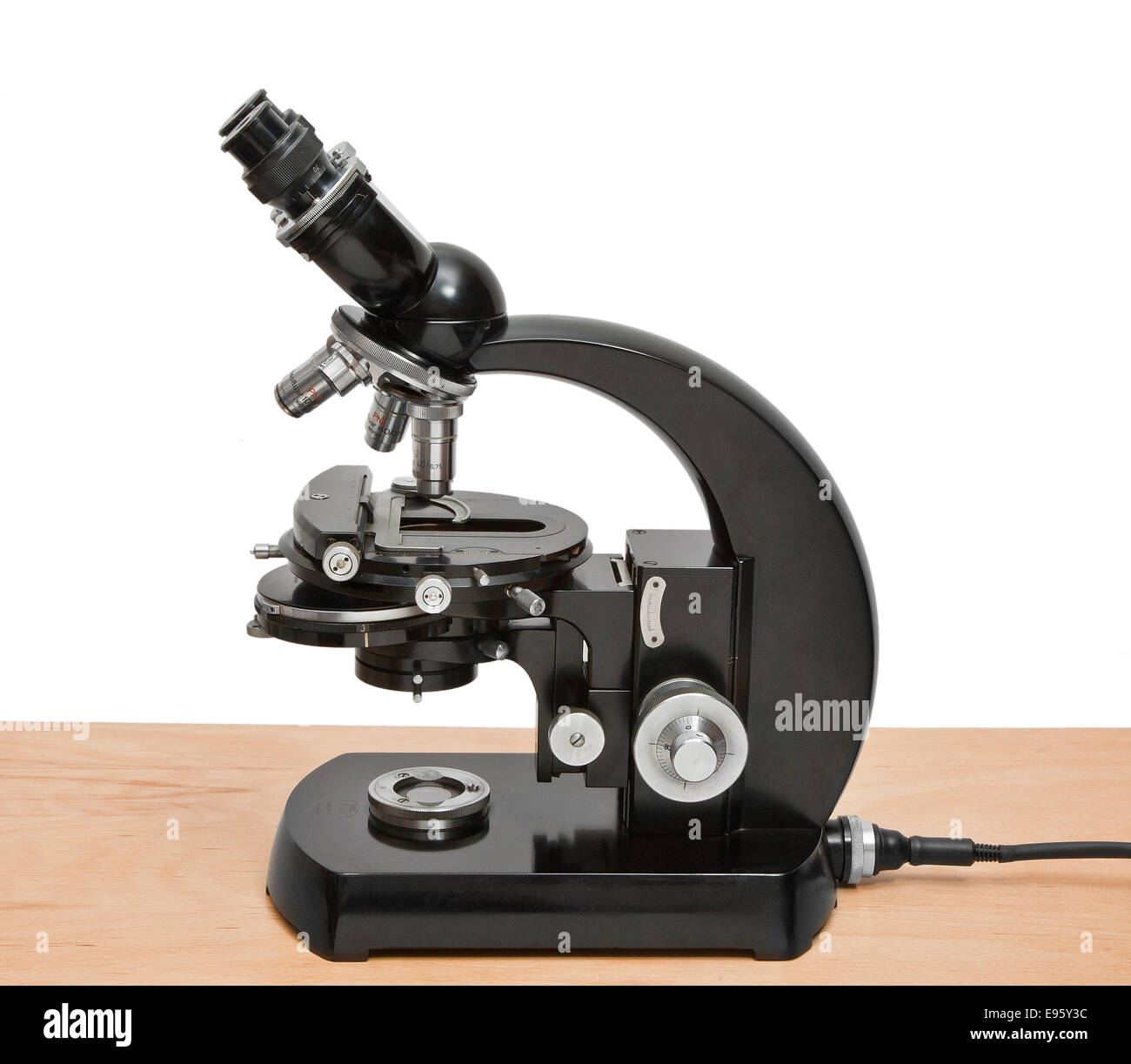 Zeiss vintage WL compound microscope, C. 1960, classic German engineering by Carl Zeiss Oberkochen West Germany Stock Photo