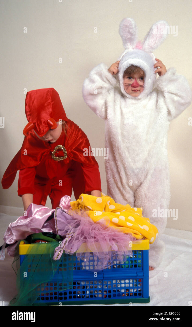 two little girls dressing up Stock Photo