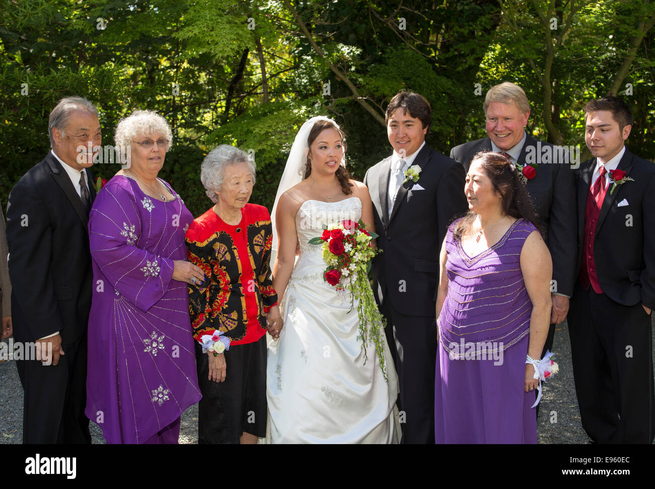 bride and groom family members wedding party wedding at Marin Art and