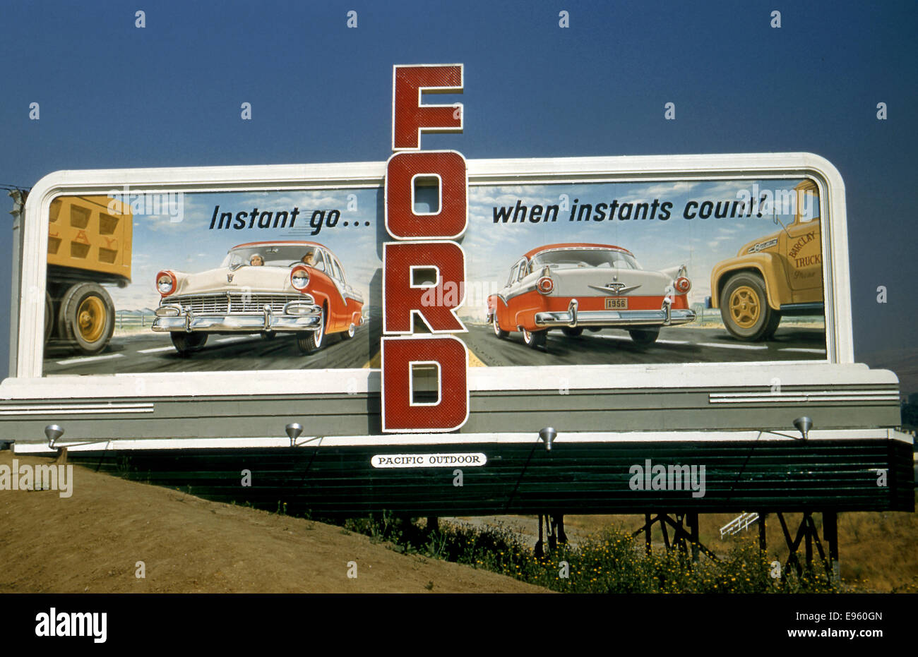 Billboard advertising Ford automobiles circa 1956 Stock Photo