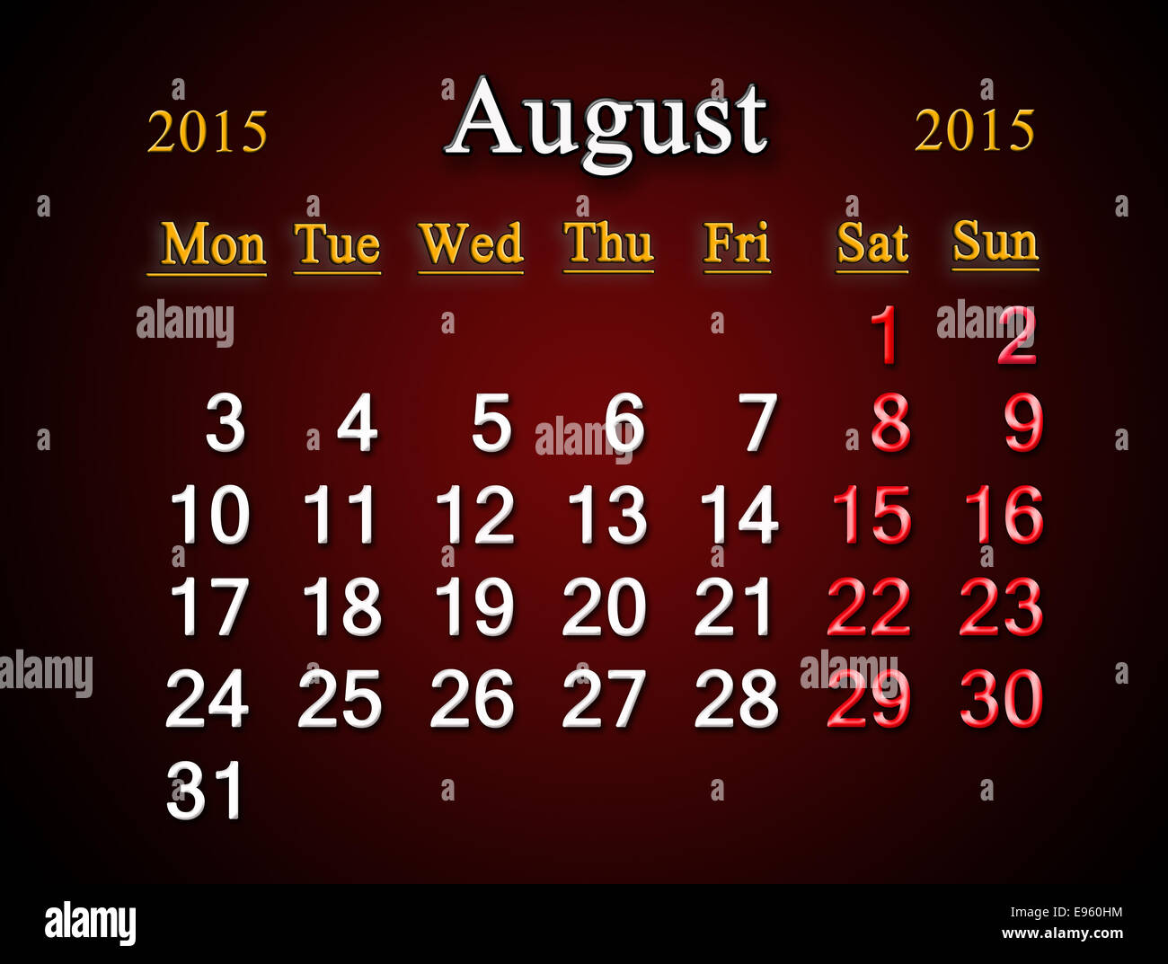 Table calendar august hi-res stock photography and images - Alamy