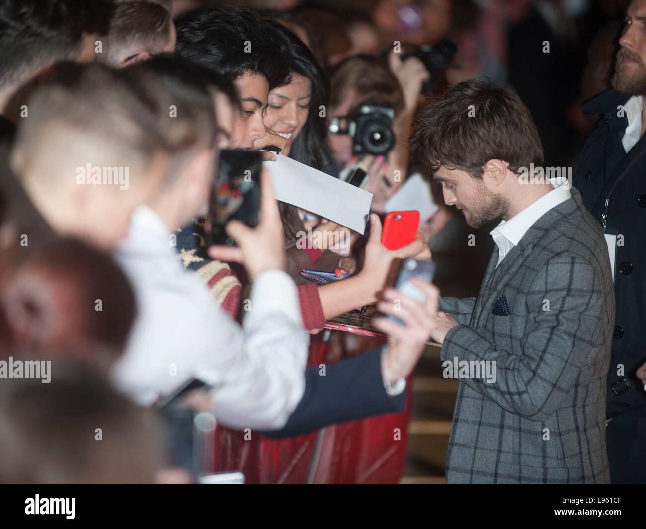 London, UK. 20th Oct, 2014. Daniel Radcliffe   attends 'Horns' UK Premiere at the Odeon West End in London, England. 20th October 2014 Picture by Brian Jordan/Alamy Live News Stock Photo